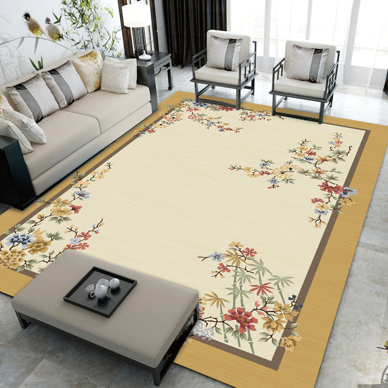 Multi Color Chinoiserie Rug Synthetics Printing Rug Stain Resistant Anti-Slip Washable Rug for Living Room Yellow Clearhalo 'Area Rug' 'Rug' 2256606