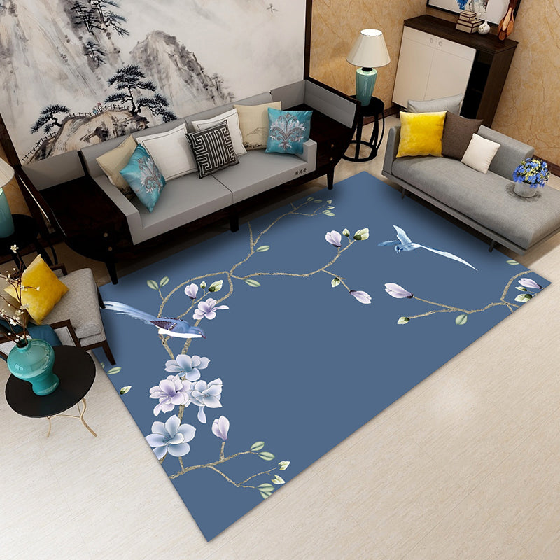 Minimalist Oriental Rug Multicolor Patterned Rug Anti-Slip Backing Pet-Friendly Washable Rug for Drawing Room Denim Blue Clearhalo 'Area Rug' 'Rug' 2256615