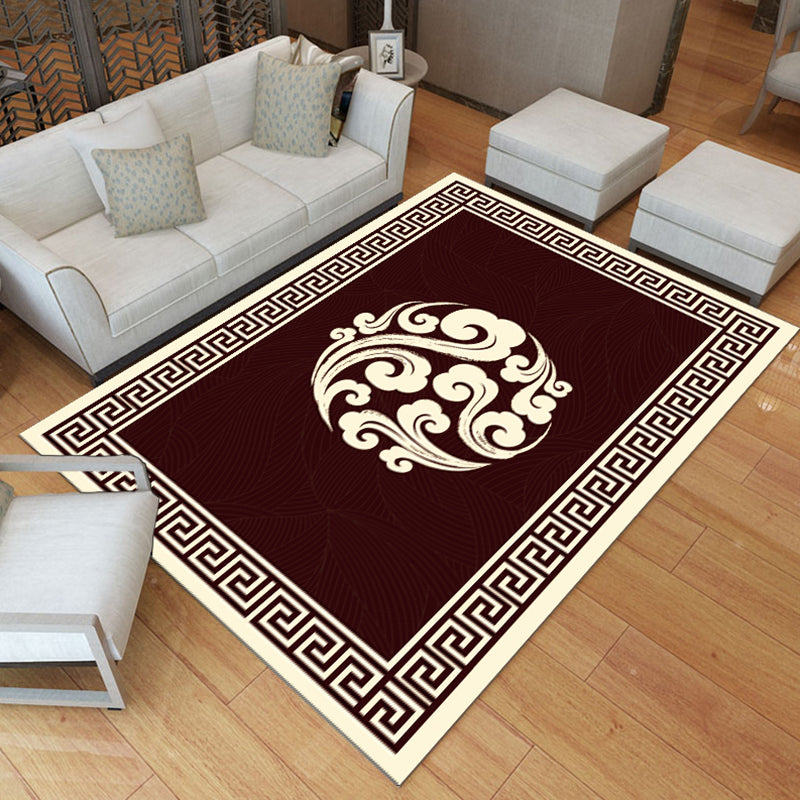 Minimalist Oriental Rug Multicolor Patterned Rug Anti-Slip Backing Pet-Friendly Washable Rug for Drawing Room Chocolate Clearhalo 'Area Rug' 'Rug' 2256617