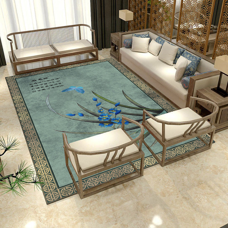 Art Deco Multicolor Asian Rug Synthetics Floral Print Carpet Machine Washable Pet-Friendly Anti-Slip Rug for Sitting Room Clearhalo 'Area Rug' 'Rug' 2256685