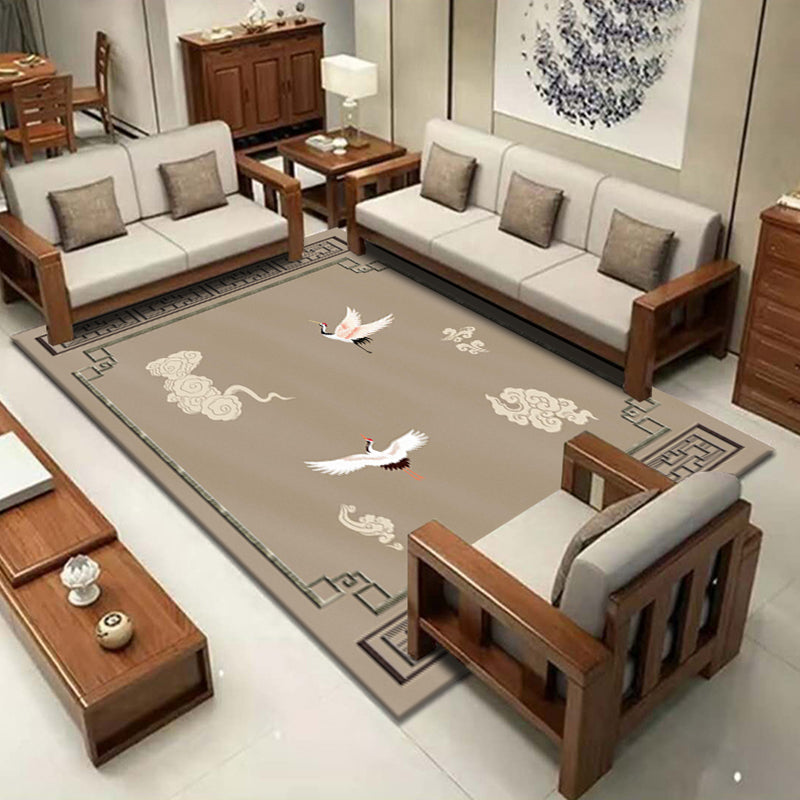 Chinese Parlor Rug Multi-Color Greek Key Border Print Rug Polyester Pet-Friendly Stain Resistant Anti-Slip Backing Rug Brown Clearhalo 'Area Rug' 'Rug' 2256809