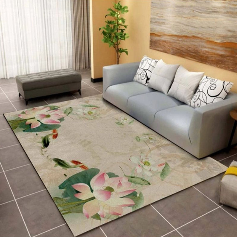 Pastoral Multicolor Chinese Rug Synthetics Flower Carpet Anti-Slip Backing Pet-Friendly Machine Wash Rug for Drawing Room Tan Clearhalo 'Area Rug' 'Rug' 2256836