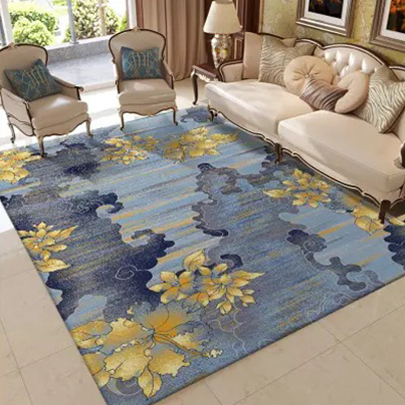 Japanese Painting Printed Rug Multi Color Synthetics Rug Non-Slip Backing Pet-Friendly Rug for Drawing Room Gray Blue Clearhalo 'Area Rug' 'Rug' 2256925