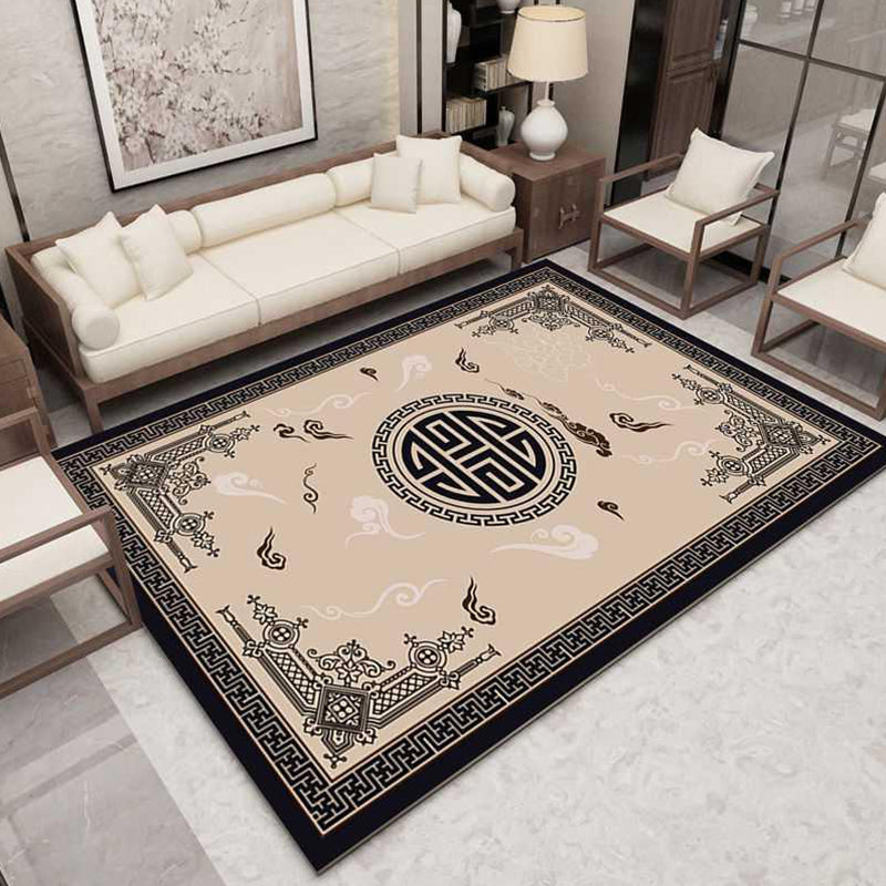 Asian Decoration Rug Multi-Color Floral Carpet Polypropylene Washable Stain Resistant Non-Slip Backing Rug Camel Clearhalo 'Area Rug' 'Rug' 2256947