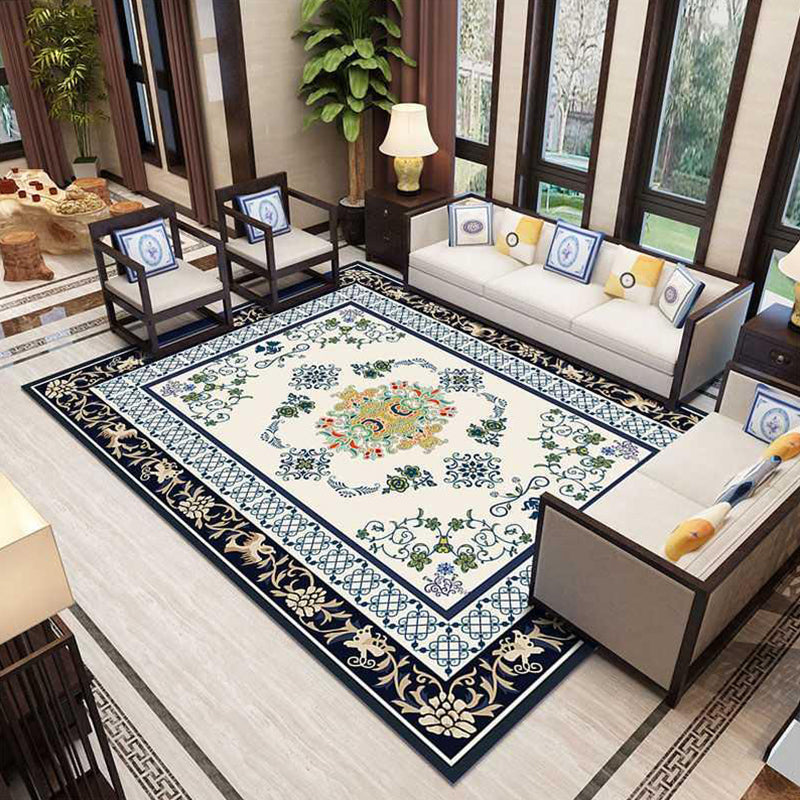 Asian Decoration Rug Multi-Color Floral Carpet Polypropylene Washable Stain Resistant Non-Slip Backing Rug Blue Clearhalo 'Area Rug' 'Rug' 2256952