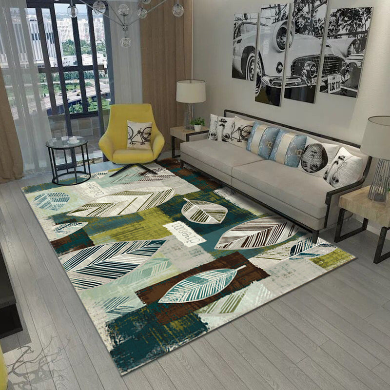 Rustic Botanics Rug Multi Color Asian Carpet Polyester Pet-Friendly Non-Slip Stain Resistant Rug for Room Dark Green Clearhalo 'Area Rug' 'Rug' 2256961