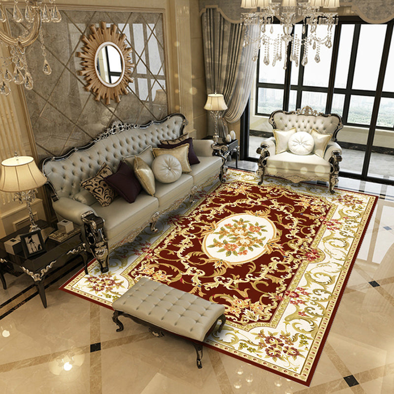 Multi Colored Living Room Rug Chinoiserie Flower Rug Polypropylene Machine Washable Stain Resistant Non-Slip Backing Rug Yellow Clearhalo 'Area Rug' 'Rug' 2256979