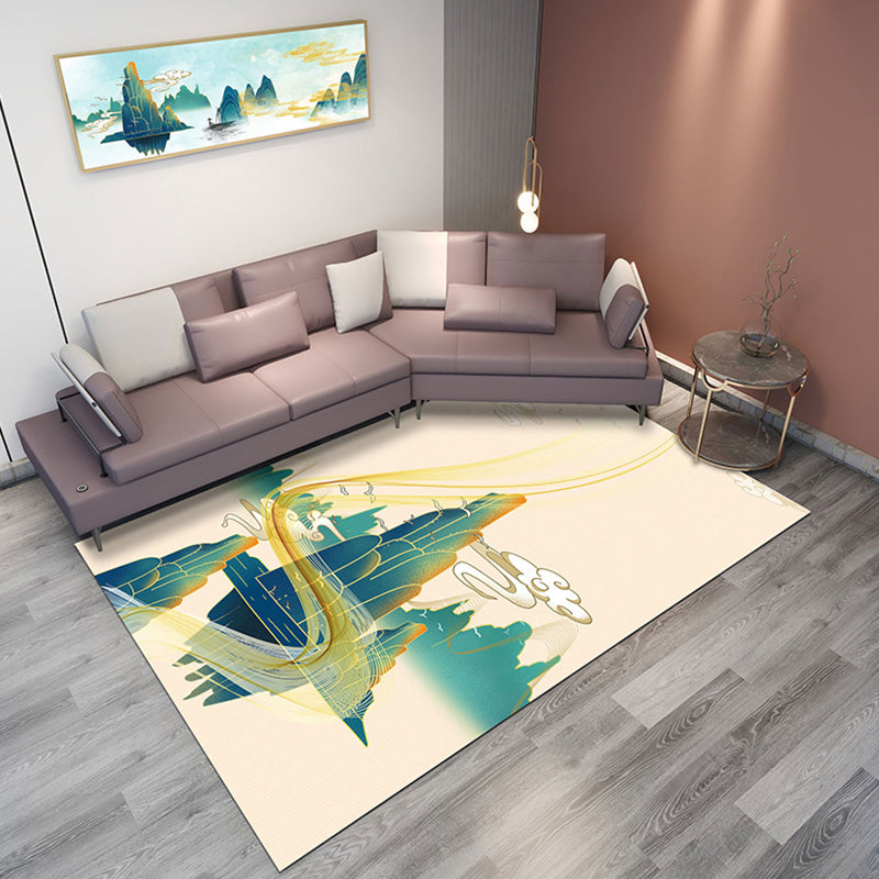 Classic Mountain Landscape Rug Multi-Color Chinese Rug Synthetics Stain Resistant Washable Non-Slip Rug for Deco Yellow Clearhalo 'Area Rug' 'Rug' 2256995