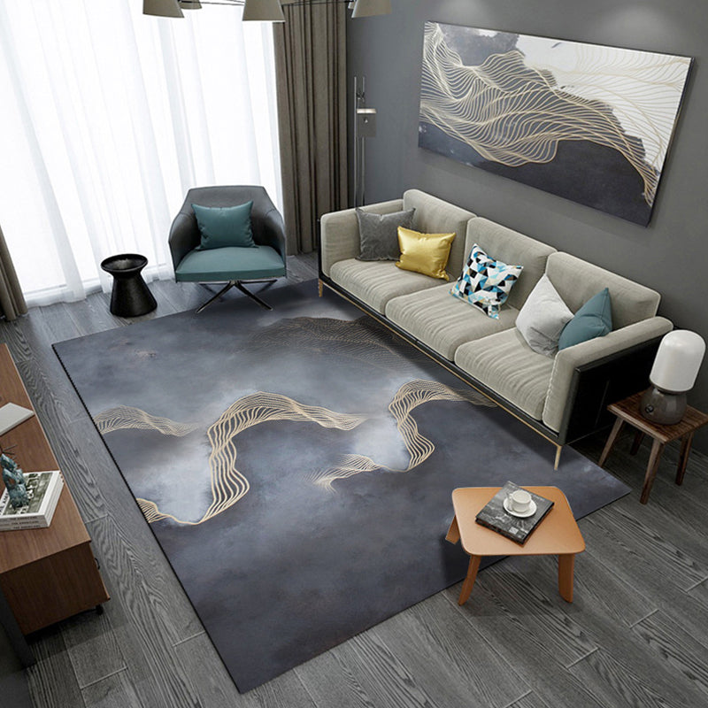 Decorative Asian Rug Multicolor Mountain Print Abstract Carpet Pet-Friendly Non-Slip Backing Rug for Room Dark Gray Clearhalo 'Area Rug' 'Rug' 2257013
