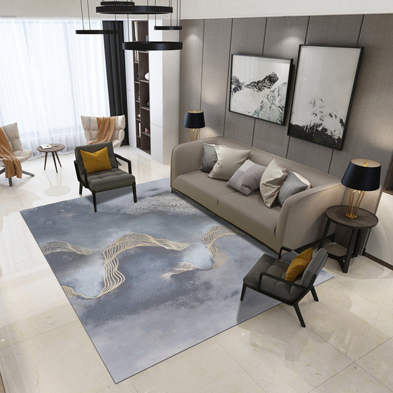 Decorative Asian Rug Multicolor Mountain Print Abstract Carpet Pet-Friendly Non-Slip Backing Rug for Room Smoke Gray Clearhalo 'Area Rug' 'Rug' 2257015