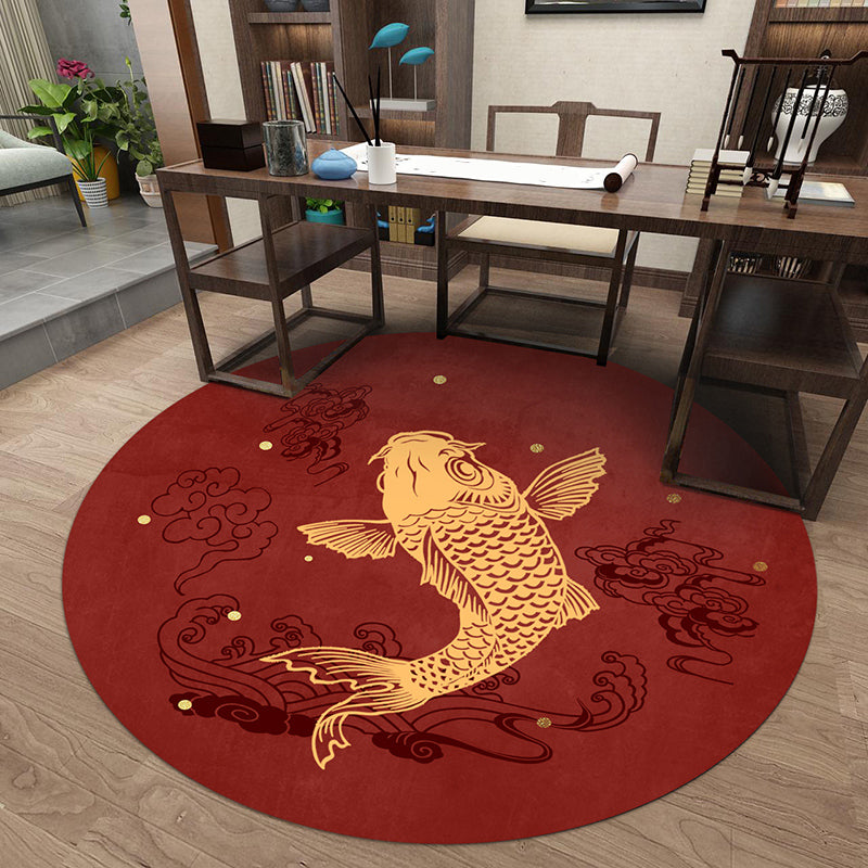 Luxe Oriental Area Rug Multi Color Animal Print Rug Anti-Slip Machine Washable Indoor Rug for Study Burgundy Clearhalo 'Area Rug' 'Rug' 2257048
