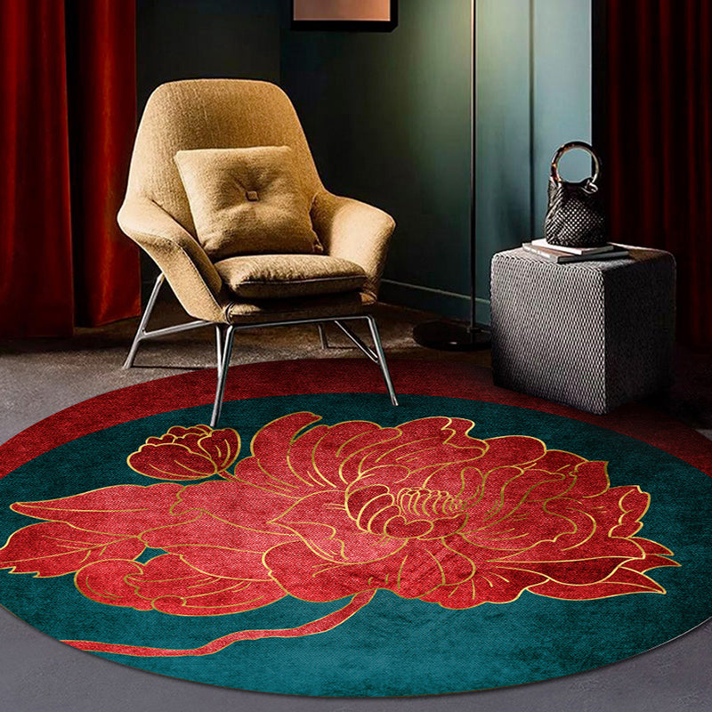 Classy Multi Color Asia Rug Polyester Botanics Carpet Stain Resistant Anti-Slip Backing Machine Wash Rug for Living Room Clearhalo 'Area Rug' 'Rug' 2257143