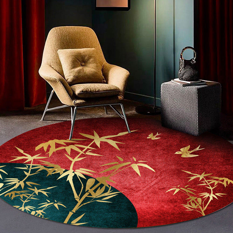 Classy Multi Color Asia Rug Polyester Botanics Carpet Stain Resistant Anti-Slip Backing Machine Wash Rug for Living Room Burgundy Clearhalo 'Area Rug' 'Rug' 2257144