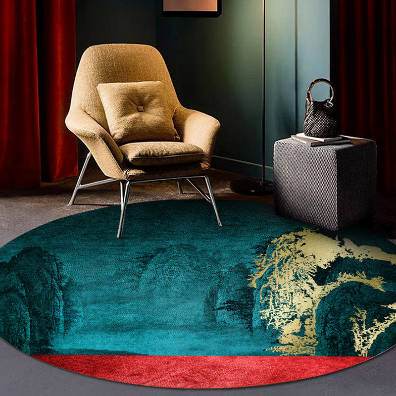 Classy Multi Color Asia Rug Polyester Botanics Carpet Stain Resistant Anti-Slip Backing Machine Wash Rug for Living Room Blackish Green Clearhalo 'Area Rug' 'Rug' 2257145