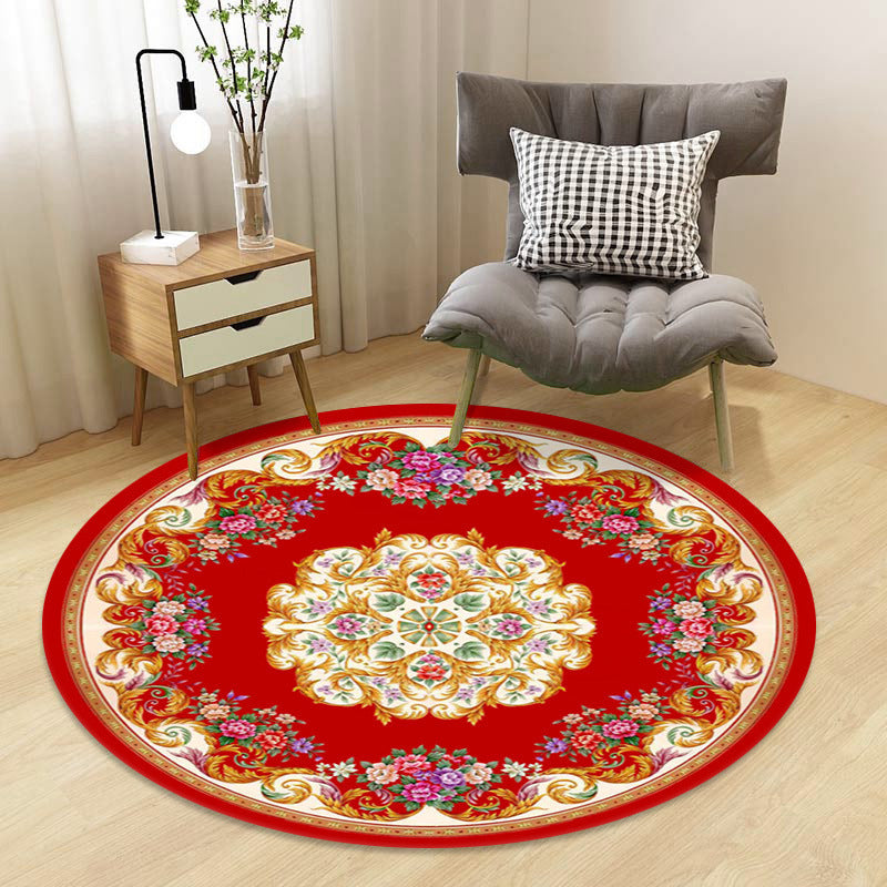 Chinoiserie Floral Rug Multi-Color Polypropylene Carpet Pet-Friendly Anti-Slip Backing Stain Resistant Rug for Drawing Room Brick Red Clearhalo 'Area Rug' 'Rug' 2257155