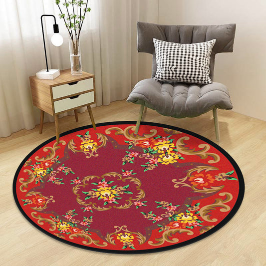 Chinoiserie Floral Rug Multi-Color Polypropylene Carpet Pet-Friendly Anti-Slip Backing Stain Resistant Rug for Drawing Room Dark Red Clearhalo 'Area Rug' 'Rug' 2257158