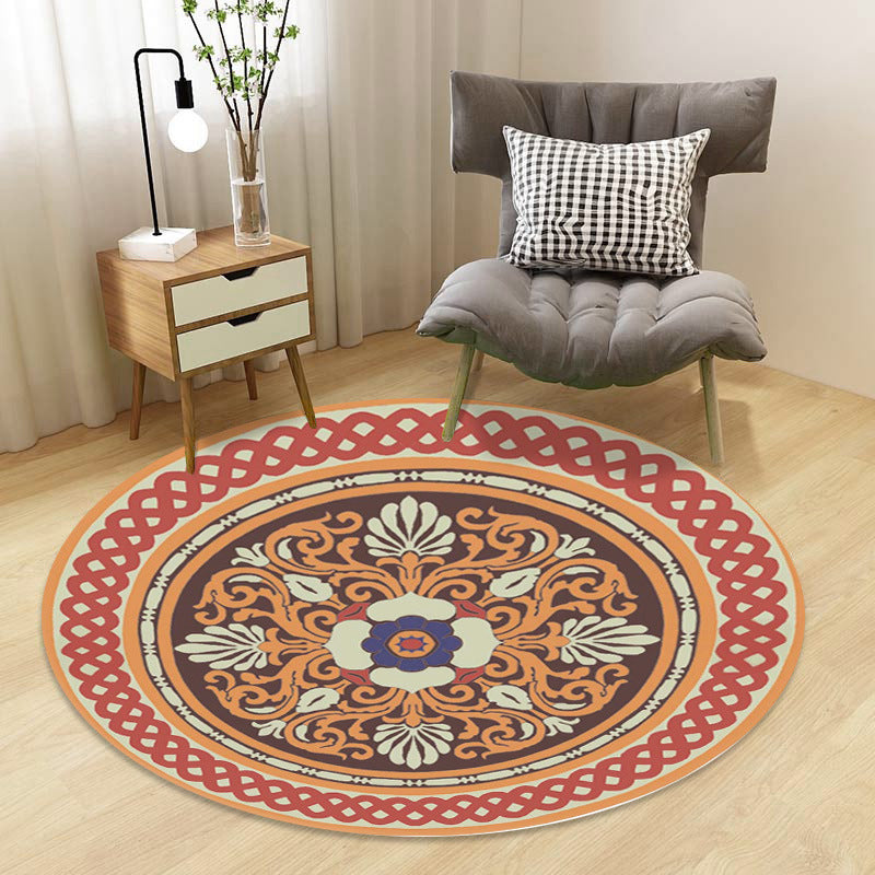 Chinoiserie Floral Rug Multi-Color Polypropylene Carpet Pet-Friendly Anti-Slip Backing Stain Resistant Rug for Drawing Room Yellow-Red Clearhalo 'Area Rug' 'Rug' 2257163