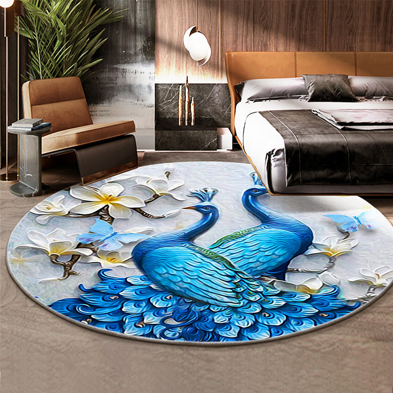 Classical Flower and Bird Rug Multicolor Chinese Rug Synthetics Anti-Slip Backing Stain Resistant Rug for Deco Blue Clearhalo 'Area Rug' 'Rug' 2257169