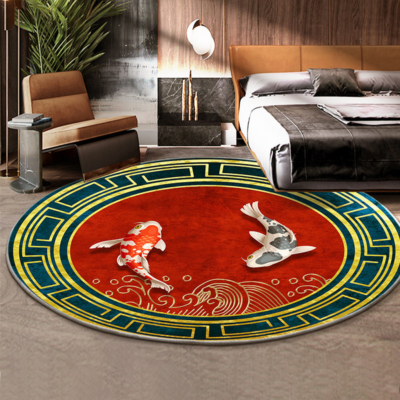 Classical Flower and Bird Rug Multicolor Chinese Rug Synthetics Anti-Slip Backing Stain Resistant Rug for Deco Red Clearhalo 'Area Rug' 'Rug' 2257170