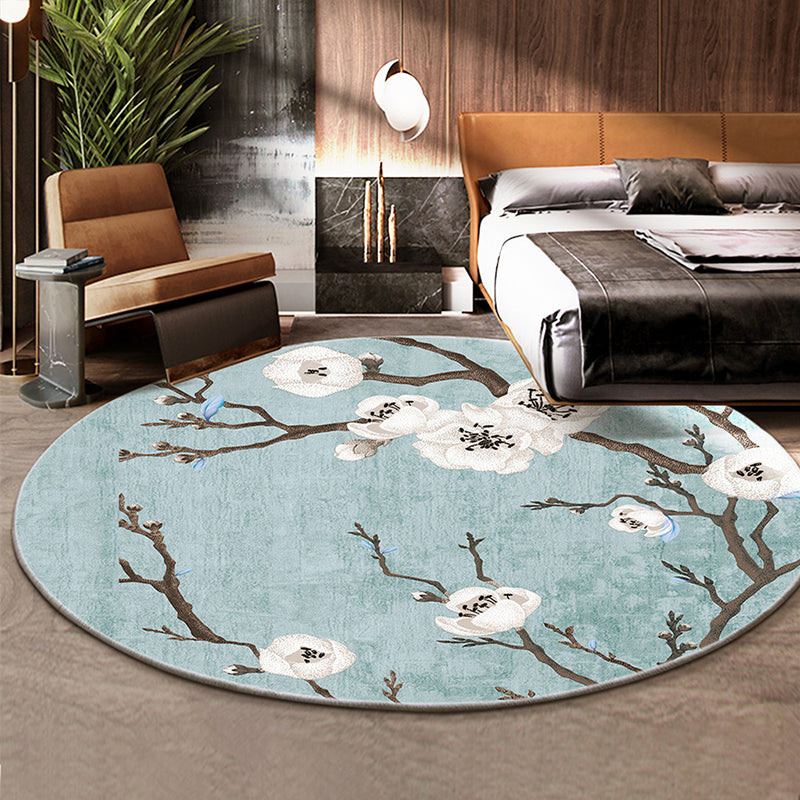 Classical Flower and Bird Rug Multicolor Chinese Rug Synthetics Anti-Slip Backing Stain Resistant Rug for Deco Light Blue Clearhalo 'Area Rug' 'Rug' 2257173