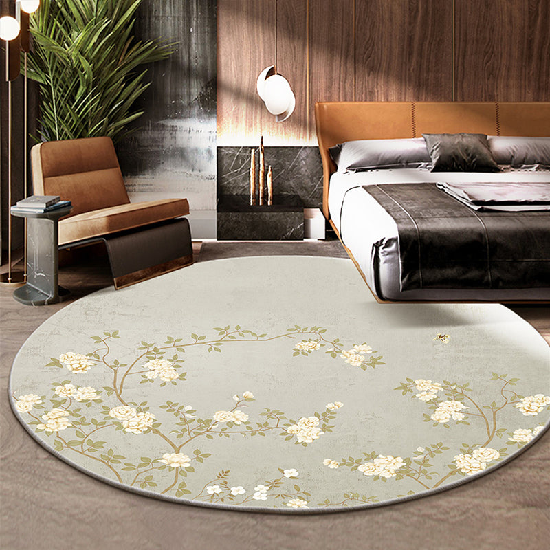 Classical Flower and Bird Rug Multicolor Chinese Rug Synthetics Anti-Slip Backing Stain Resistant Rug for Deco Cream Gray Clearhalo 'Area Rug' 'Rug' 2257174