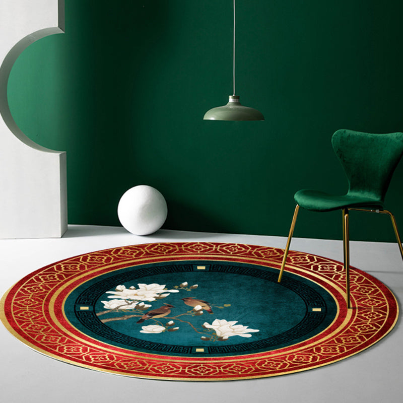 Classical Flower and Bird Rug Multicolor Chinese Rug Synthetics Anti-Slip Backing Stain Resistant Rug for Deco Yellow-Red Clearhalo 'Area Rug' 'Rug' 2257178