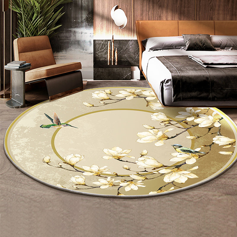 Classical Flower and Bird Rug Multicolor Chinese Rug Synthetics Anti-Slip Backing Stain Resistant Rug for Deco Beige Clearhalo 'Area Rug' 'Rug' 2257183