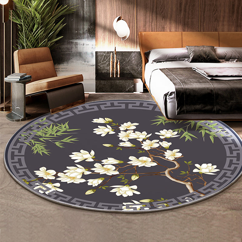 Classical Flower and Bird Rug Multicolor Chinese Rug Synthetics Anti-Slip Backing Stain Resistant Rug for Deco Dark Gray Clearhalo 'Area Rug' 'Rug' 2257185
