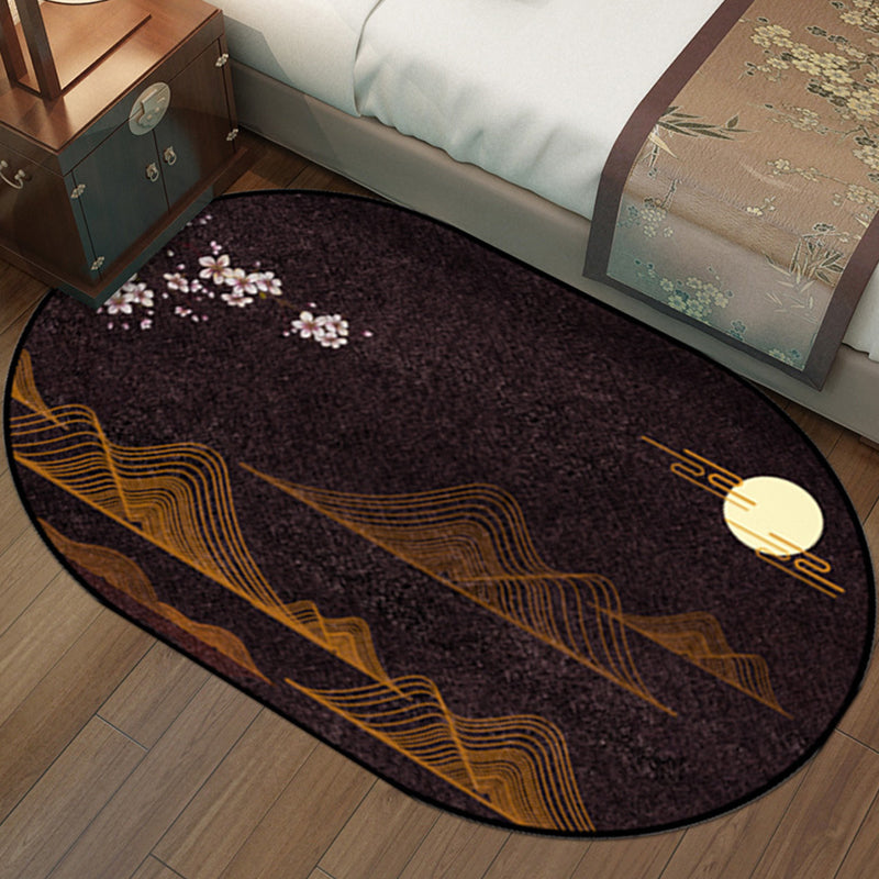 Multi-Color Chinoiserie Rug Synthetics Flower and Bird Print Rug Non-Slip Backing Pet-Friendly Rug for Bedroom Dark Brown Clearhalo 'Area Rug' 'Rug' 2257210