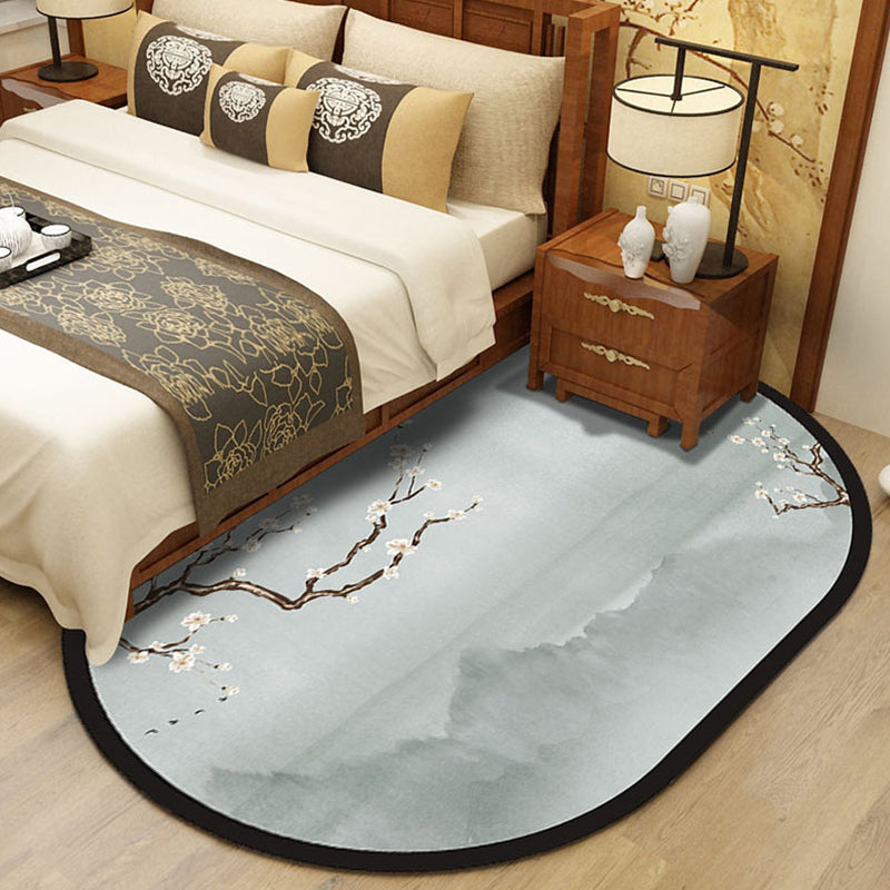 Multi-Color Chinoiserie Rug Synthetics Flower and Bird Print Rug Non-Slip Backing Pet-Friendly Rug for Bedroom Grey Clearhalo 'Area Rug' 'Rug' 2257216