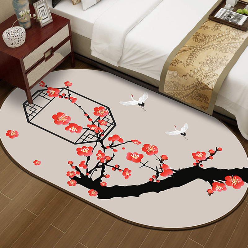 Multi-Color Chinoiserie Rug Synthetics Flower and Bird Print Rug Non-Slip Backing Pet-Friendly Rug for Bedroom Peach Clearhalo 'Area Rug' 'Rug' 2257221