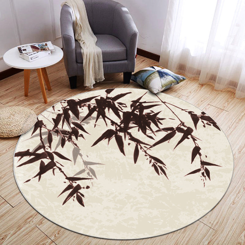 Oriental Living Room Rug Multi Color Plant Painting Rug Polyester Washable Pet-Friendly Anti-Slip Rug Beige Clearhalo 'Area Rug' 'Rug' 2257223