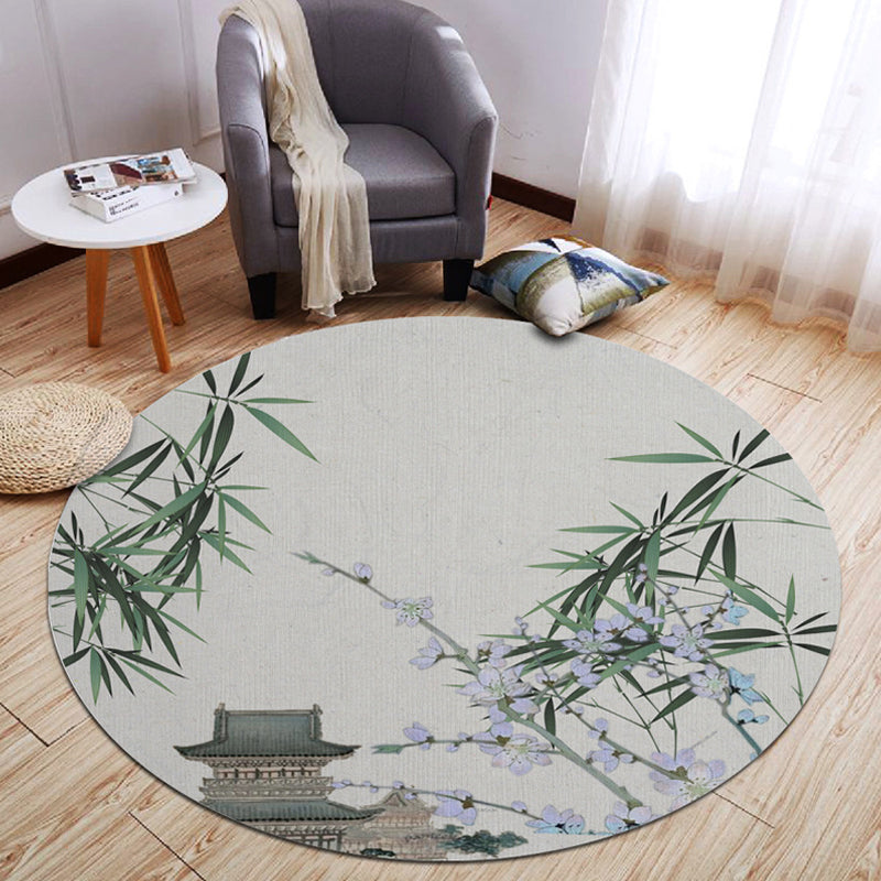 Oriental Living Room Rug Multi Color Plant Painting Rug Polyester Washable Pet-Friendly Anti-Slip Rug Gray-Green Clearhalo 'Area Rug' 'Rug' 2257224