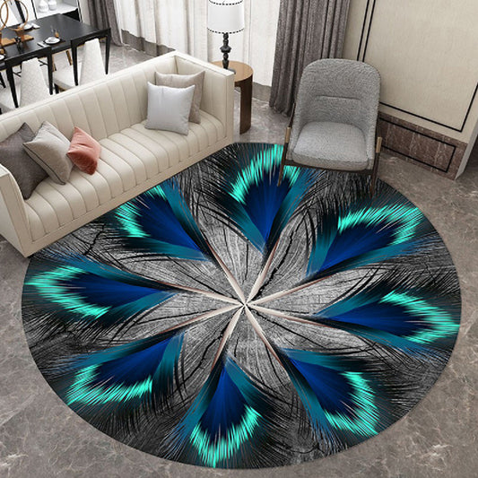 Oriental Living Room Rug Multi Color Plant Painting Rug Polyester Washable Pet-Friendly Anti-Slip Rug Dark Gray Clearhalo 'Area Rug' 'Rug' 2257231