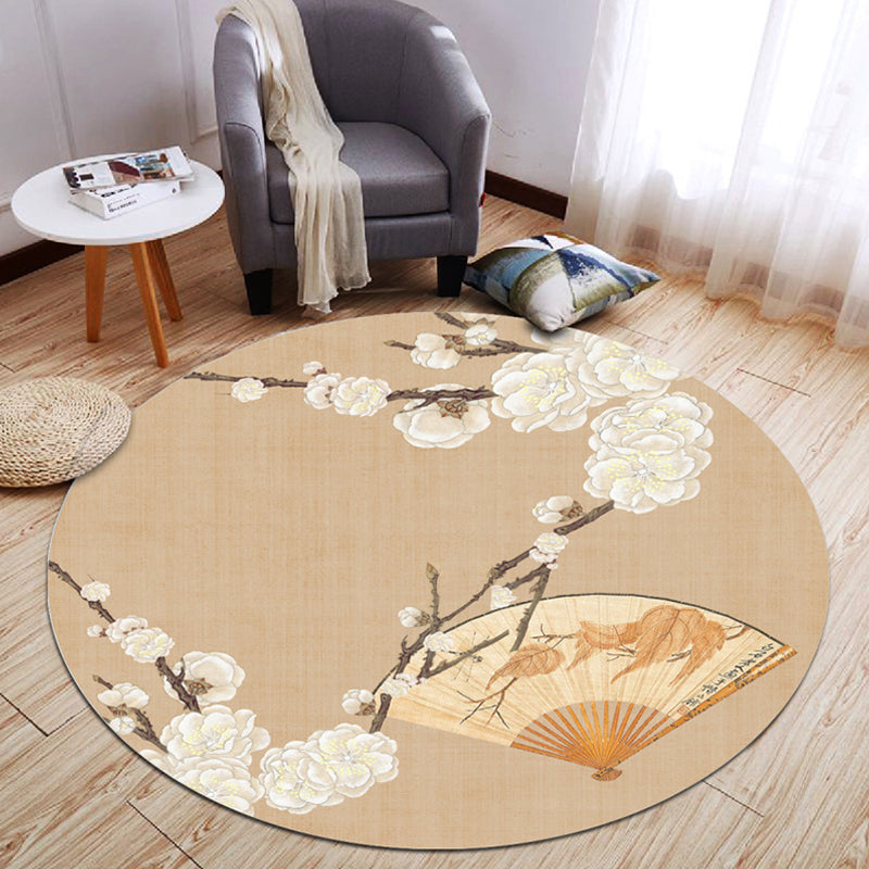 Oriental Living Room Rug Multi Color Plant Painting Rug Polyester Washable Pet-Friendly Anti-Slip Rug Brown Clearhalo 'Area Rug' 'Rug' 2257232