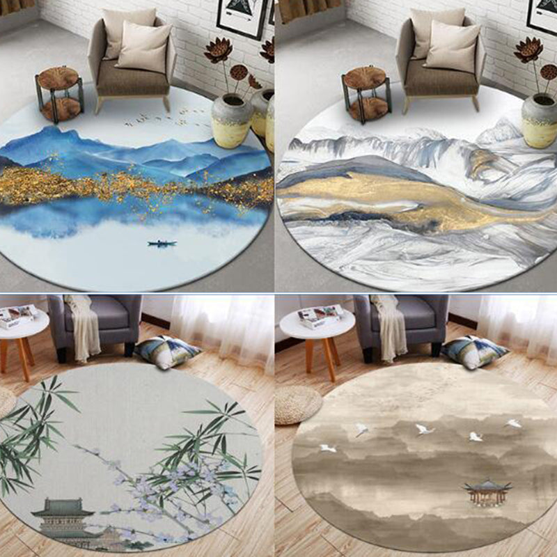 Chinese Landscape Print Rug Multicolor Polypropylene Carpet Anti-Slip Backing Stain Resistant Pet-Friendly Rug for Sitting Room Clearhalo 'Area Rug' 'Rug' 2257234