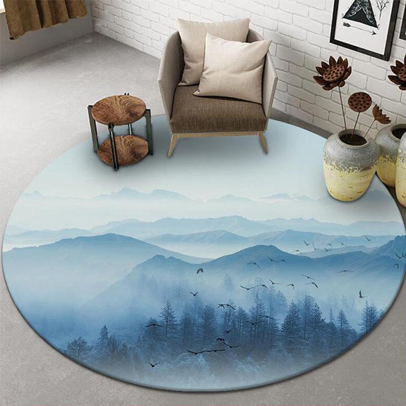 Chinese Landscape Print Rug Multicolor Polypropylene Carpet Anti-Slip Backing Stain Resistant Pet-Friendly Rug for Sitting Room Blue Clearhalo 'Area Rug' 'Rug' 2257235