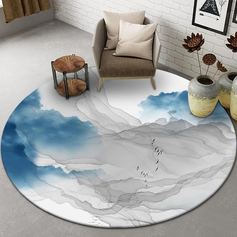 Chinese Landscape Print Rug Multicolor Polypropylene Carpet Anti-Slip Backing Stain Resistant Pet-Friendly Rug for Sitting Room Gray Blue Clearhalo 'Area Rug' 'Rug' 2257236