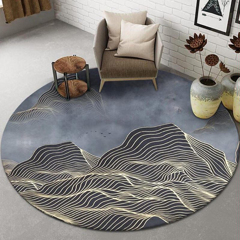 Chinese Landscape Print Rug Multicolor Polypropylene Carpet Anti-Slip Backing Stain Resistant Pet-Friendly Rug for Sitting Room Dark Gray Clearhalo 'Area Rug' 'Rug' 2257253