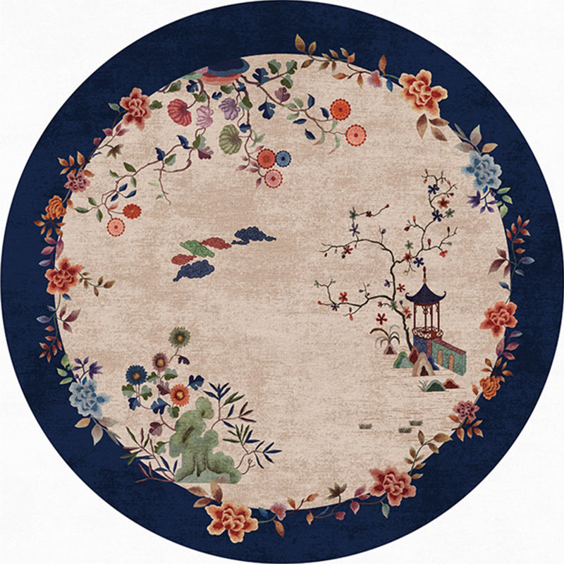 Retro Oriental Rug Multi-Colored Patterned Rug Anti-Slip Backing Machine Wash Pet-Friendly Rug for Drawing Room Navy Clearhalo 'Area Rug' 'Rug' 2257266