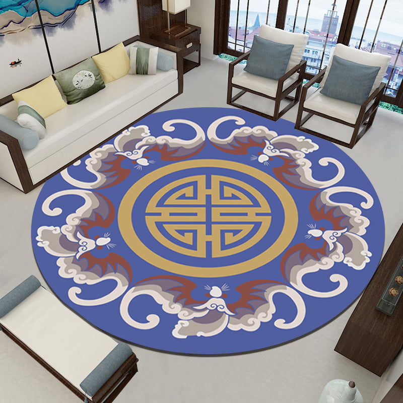 Classy Zen Art Print Rug Multi-Color Chinese Rug Polyester Stain Resistant Anti-Slip Rug for Study Room Purplish Blue Clearhalo 'Area Rug' 'Rug' 2257291