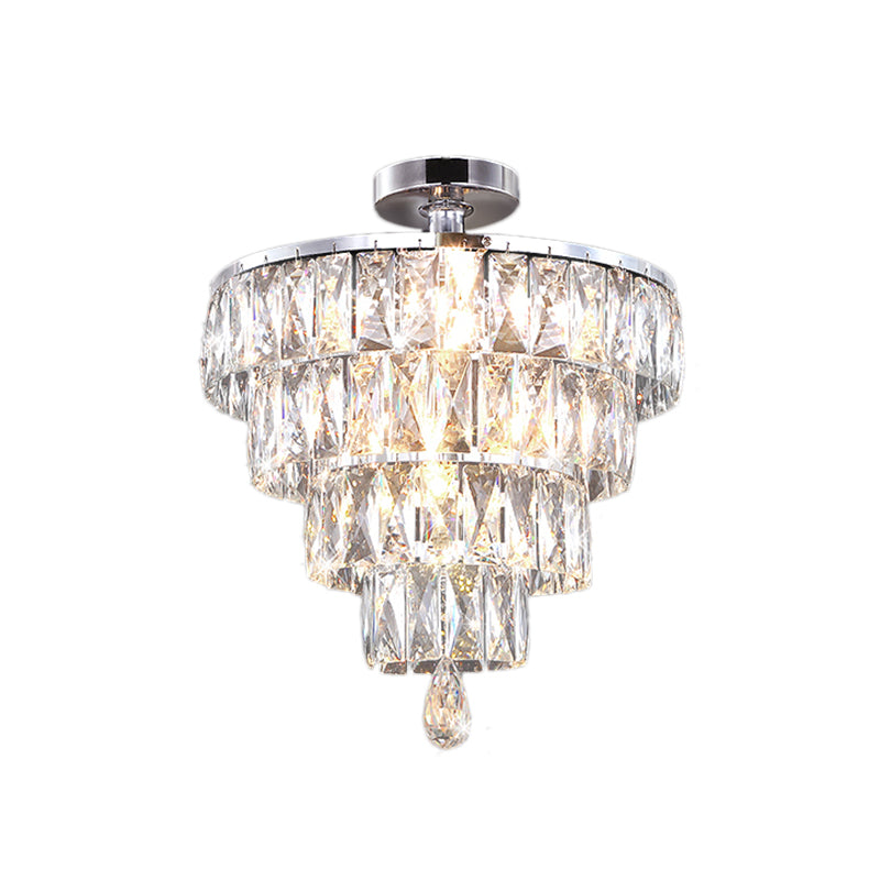 Droplets Ceiling Flush Mount Modernist Crystal 5 Lights Bedroom Flush Ceiling Light in Chrome Clearhalo 'Ceiling Lights' 'Close To Ceiling Lights' 'Close to ceiling' 'Flush mount' Lighting' 225730