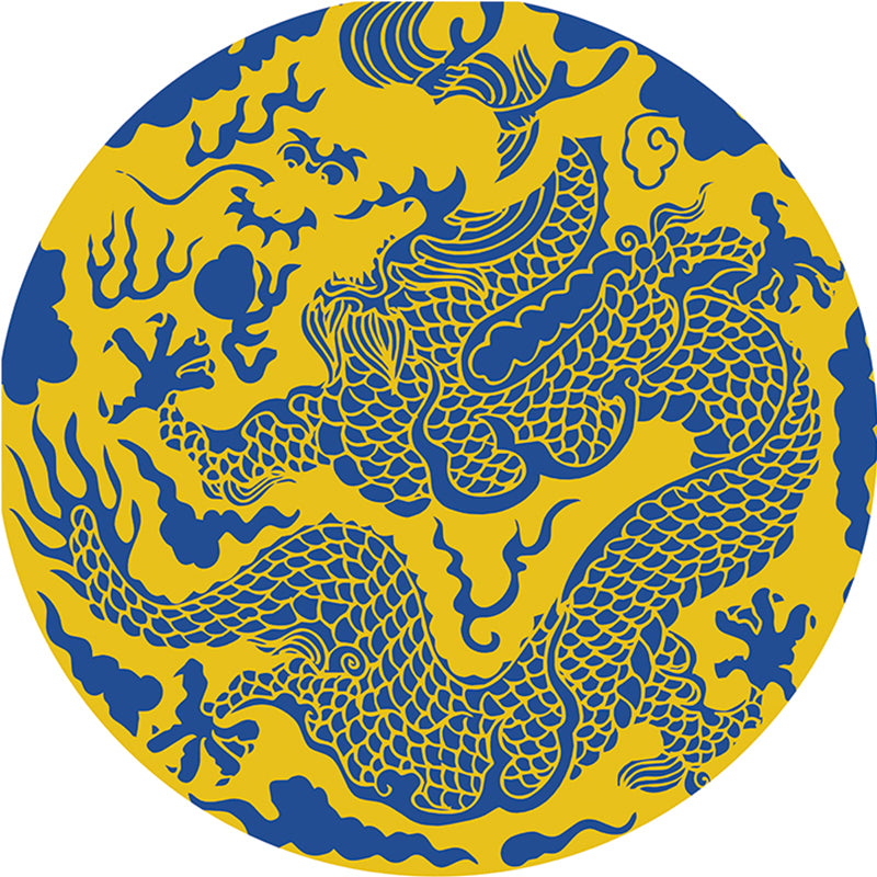 Imperial Chinese Rug Multicolor Print Rug Stain Resistant Washable Non-Slip Backing Indoor Rug for Decoration Blue-Yellow Clearhalo 'Area Rug' 'Rug' 2257304