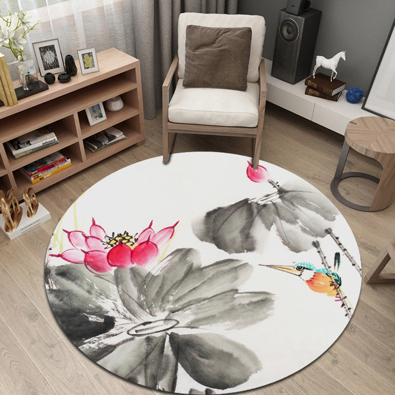 Festive Flower Print Rug Multi Colored Chinese Rug Polypropylene Stain Resistant Non-Slip Pet-Friendly Rug for Bedroom Light Gray Clearhalo 'Area Rug' 'Rug' 2257326