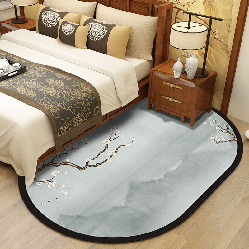 Chinese Style Bedroom Rug Multicolor Floral Carpet Synthetics Non-Slip Pet-Friendly Washable Rug Gray-Yellow Clearhalo 'Area Rug' 'Rug' 2257345