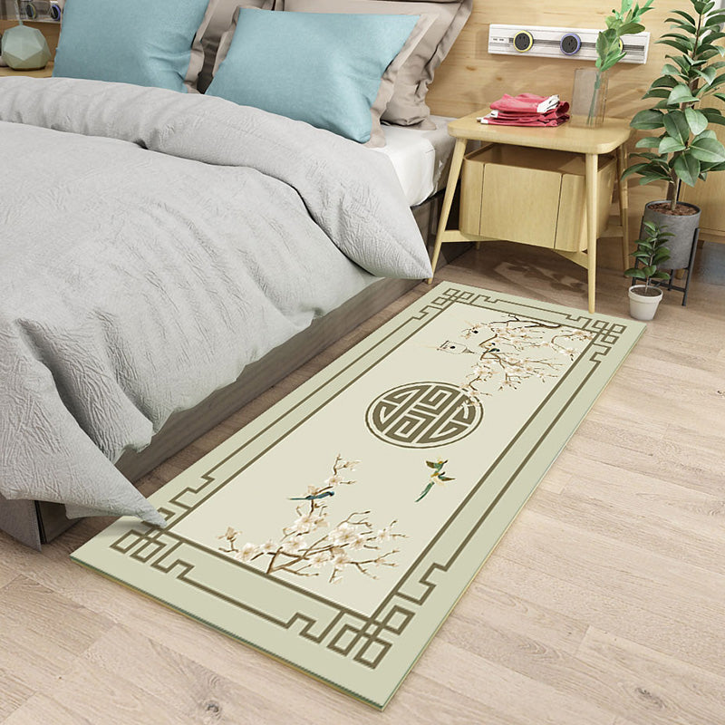 Elegant Flower Runner Rug Multi Colored Chinese Rug Polyester Washable Non-Slip Backing Pet-Friendly Rug for Bedroom Clearhalo 'Area Rug' 'Rug' 2257352