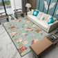 Oriental Drawing Printed Rug Multi Color Synthetics Rug Stain Resistant Washable Anti-Slip Backing Rug for Parlor Blue Clearhalo 'Area Rug' 'Rug' 2257380