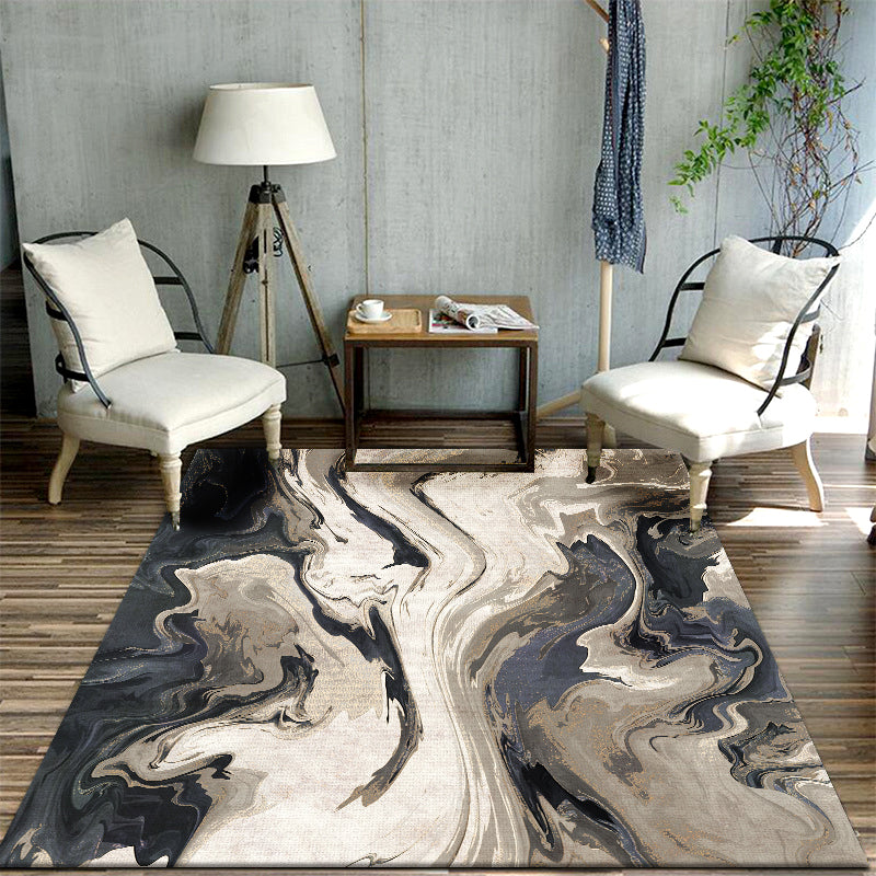 Oriental Drawing Printed Rug Multi Color Synthetics Rug Stain Resistant Washable Anti-Slip Backing Rug for Parlor Beige-Coffee Clearhalo 'Area Rug' 'Rug' 2257386