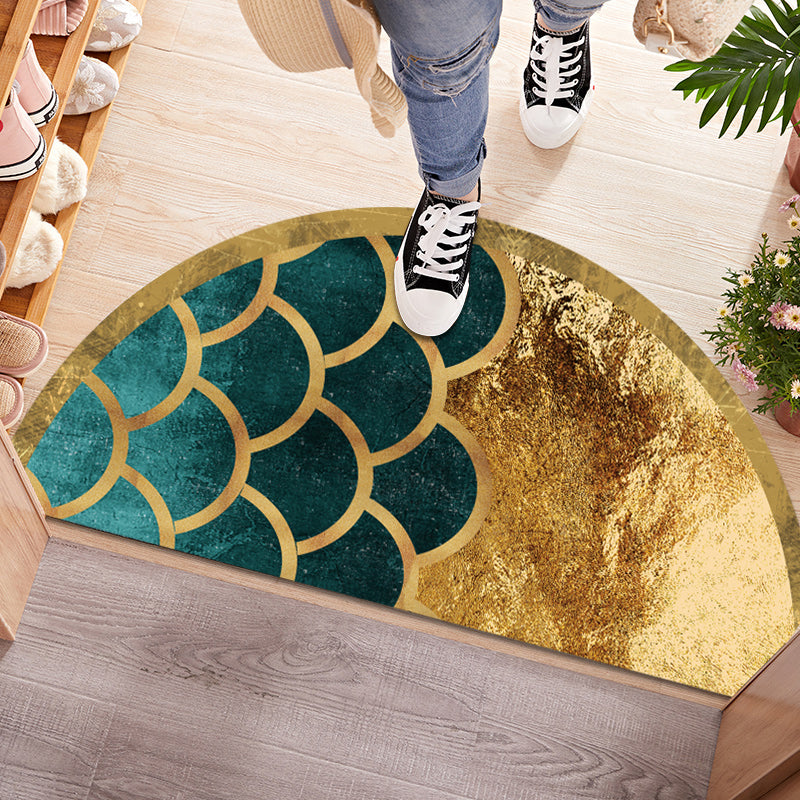 Multi-Color Asia Rug Synthetics Freehand Print Carpet Machine Washable Pet-Friendly Non-Slip Backing Rug for Door Gold Clearhalo 'Area Rug' 'Rug' 2257396
