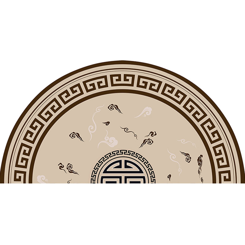 Chinoiserie Bedside Rug Multi Color Print Carpet Polypropylene Stain Resistant Non-Slip Rug with Greek Key Border Khaki Clearhalo 'Area Rug' 'Rug' 2257432